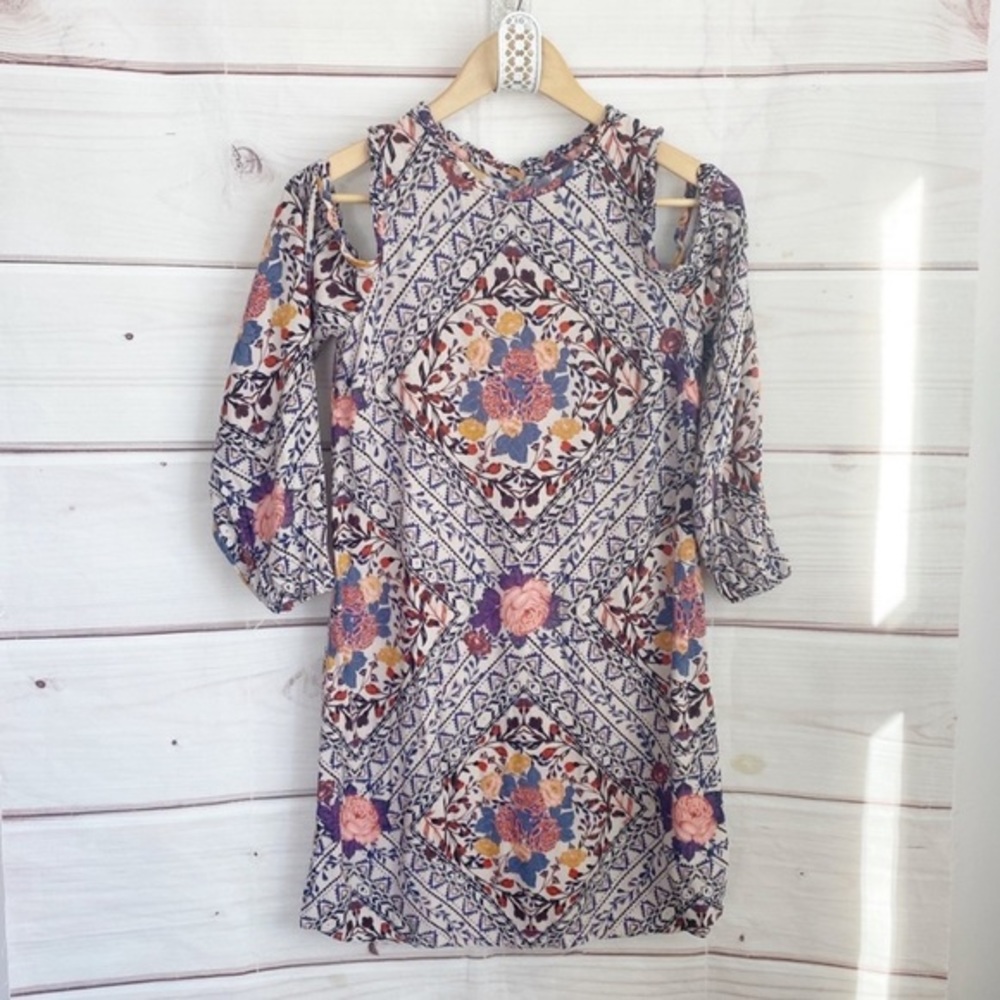 Xhilaration Floral Open Shoulder Mini Dress